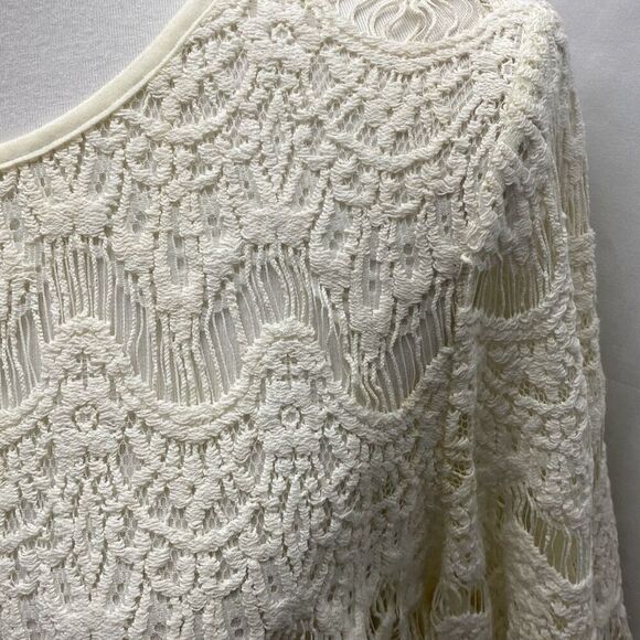 Pookie & Sebastian lace crochet fringe coastal cowgirl top shirt M - Picture 2 of 8